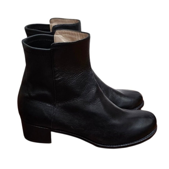 STUART WEITZMAN RESERVE BOOTIE BLACK LEATHER ANKLE CLASSIC BOOT SZ 8.5 NEW - Picture 6 of 16